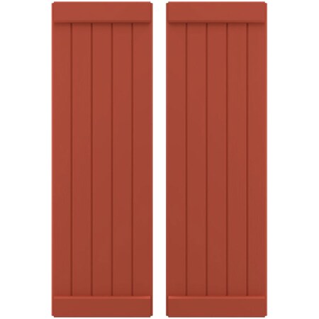 Ekena Millwork Americraft 5-Board Exterior Wood Joined Board-n-Batten Shutters w/ End Batten, ARW103BB518X48CLH, PR ARW103BB518X48CLH